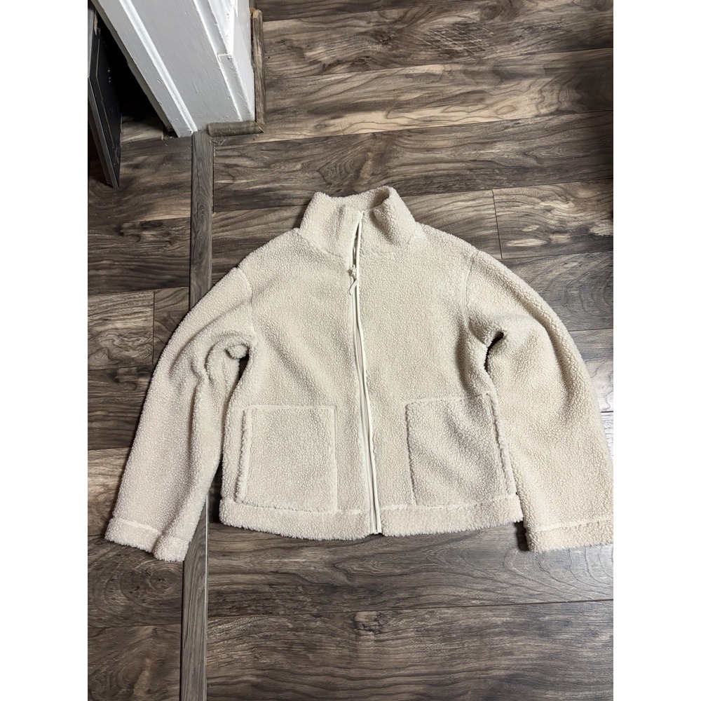 H&M Mama Maternite Teddy Fleece Jacket Women's S Tan Sherpa Full Zip Cozy 701
